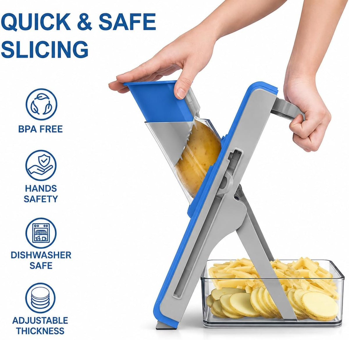 Eletronova Safe Mandoline Slicer for Kitchen, Vegetable Slicer with