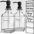 GLADPURE 2 Pack Soap Dispenser, 18 Oz Antique Design Thick Glass Hand by GLADPURE