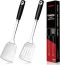 14-in Spatula Set, 18/0 Stianless Steel Heavy Duty Turner & Slotted Spatula by MUJINON