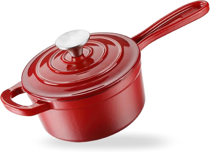 Enameled Cast Iron Sauce Pan, 1 Quart Enameled Saucepan by NSIRONS