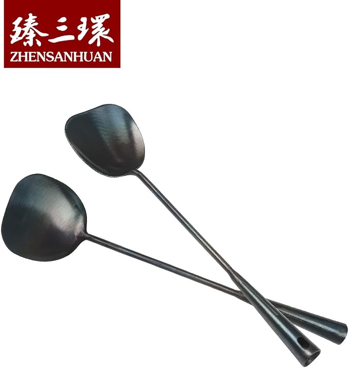 ZhenSanHuan Hand Hammered Carbon Steel Spatula Long Handle Chuan Wok Tool - Image 6