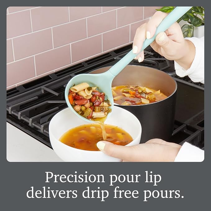 Tovolo Flex Core Silicone Ladle BPA Free Aqua Seafoam Green Deep Silicone Soup - Image 2
