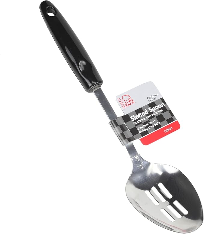 Chef Craft Select Slotted Spoon, 12.75 inches, Stainless Steel/Black - Image 2