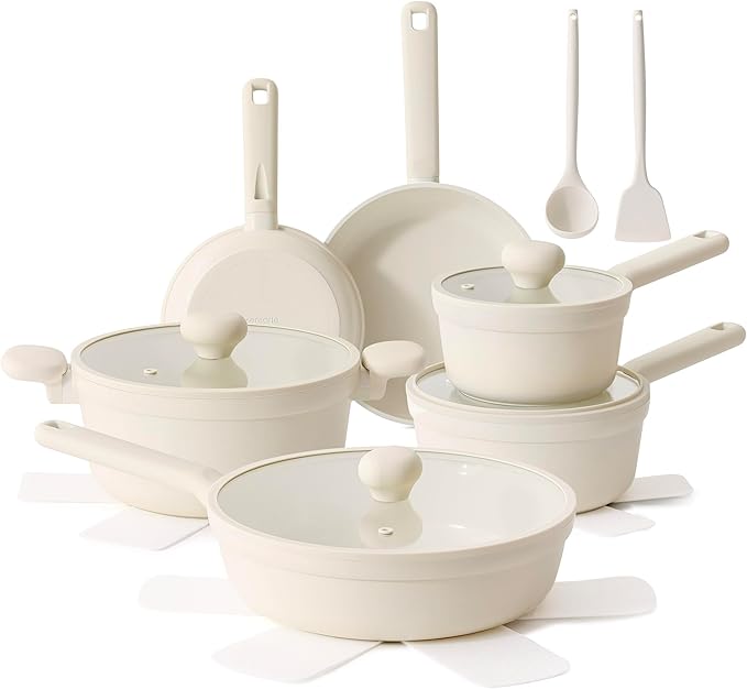 SENSARTE Ceramic Nonstick Pots and Pans Set 17pcs, Healthy Induction Cookware by SENSARTE