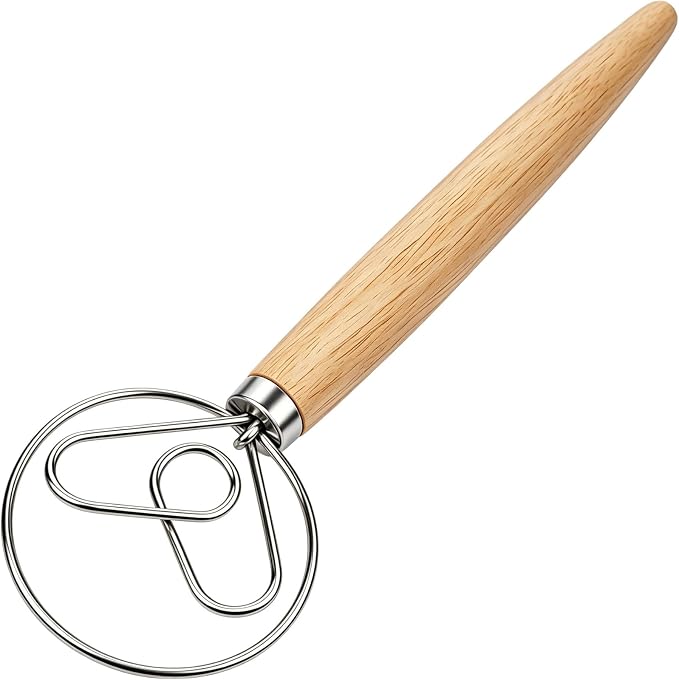 Danish Dough Whisk Stainless Steel Hook Dutch Bread Mixer by Agttete
