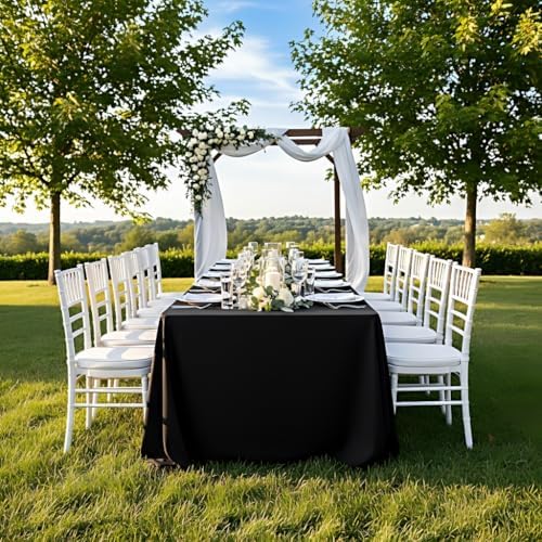 Surmente 90x132 Inch Black Tablecloth for 6-8 Foot Rectangle Tables