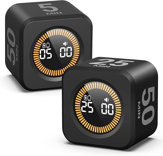 2 Pack - KADAMS Pomodoro Cube Timer Productivity Visual Timer - 5/10/25/50 Min by KADAMS