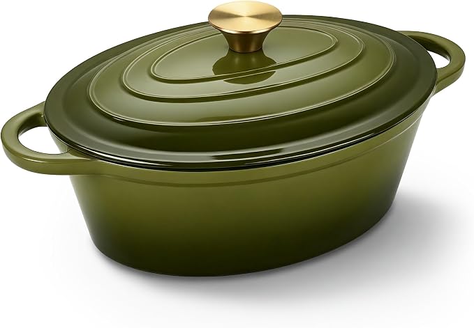 Oval Dutch Oven for Bread Baking, 4.5 Quart Non Stick Enameled Cast Iron Dutch by Kerilyn