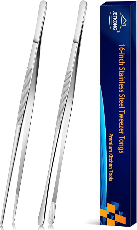 JETKONG 2 Pcs 16'' Tweezer Tongs, Extra Large Food Tweezers, Extra Long Kitchen by JETKONG