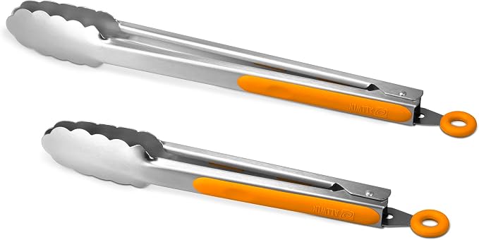 Premium 304 Stainless Steel Tongs Set – 12" Grill Tongs & 9" Cooking Tongs by ALLWIN-HOUSEWARE