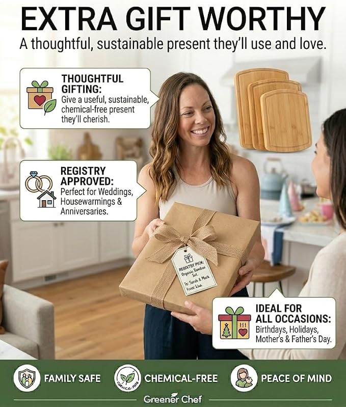 Greener Chef Luxury Bamboo Cutting Board Set of 3 - Image 8
