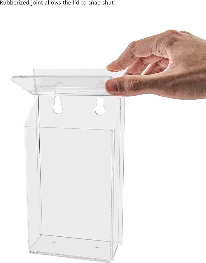 Outdoor Brochure Box with Lid Clear Acrylic Wall Mount Outside Bin Holds 4" x - Image 6