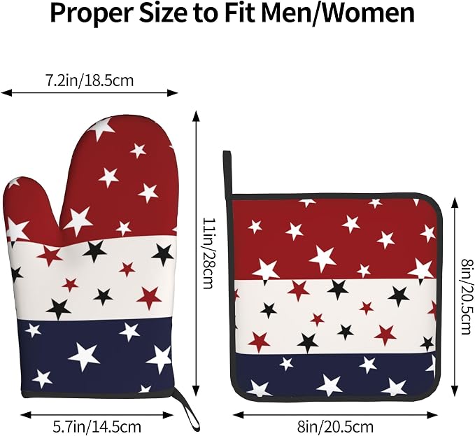 Red White and Blue Oven Mitts and Pot Holders Sets Patriotic American Flag - Image 3