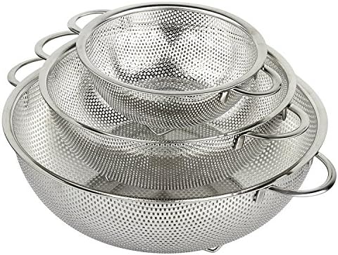 3-Piece Stainless Steel Mesh Micro-Perforated Strainer Colander Set
