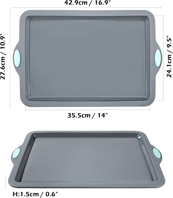 Webake Silicone Sheet Cake Pan, 14 Inch Silicone Sheet Pans 2 Pack Cookie Sheet - Image 4