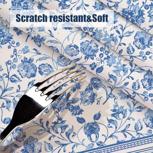 Oval Tablecloth - 60 x 84 Inch Blue Floral Rustic Tablecloth Classic