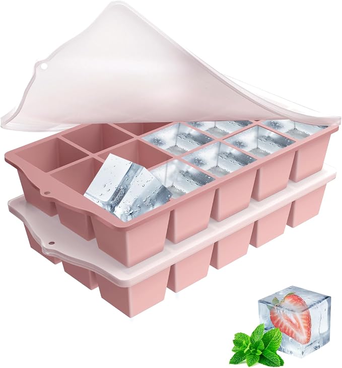 Ice Cube Trays for Freezer, 2 Pack Easy Release Slicone Ice Cube Tray by Unknown