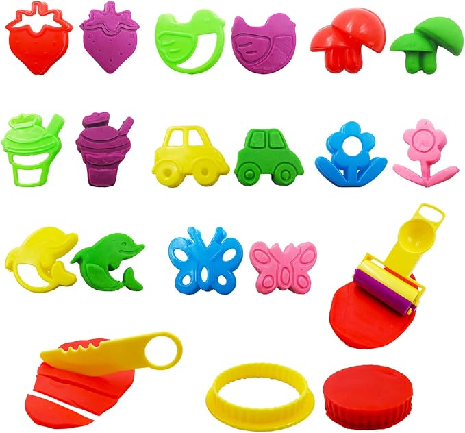 FRIMOONY Dough Tools Set for Kids, Various Plastic Animal Molds, Rolling Pins - Image 6