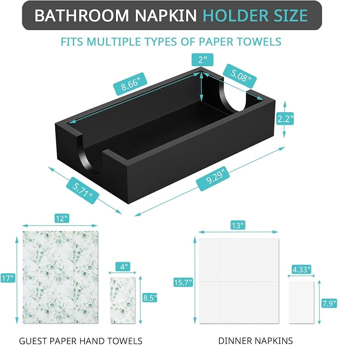 Napkin Holder for Bathroom, Wooden Guest Towel Holder Tray for Bathroom - Image 2