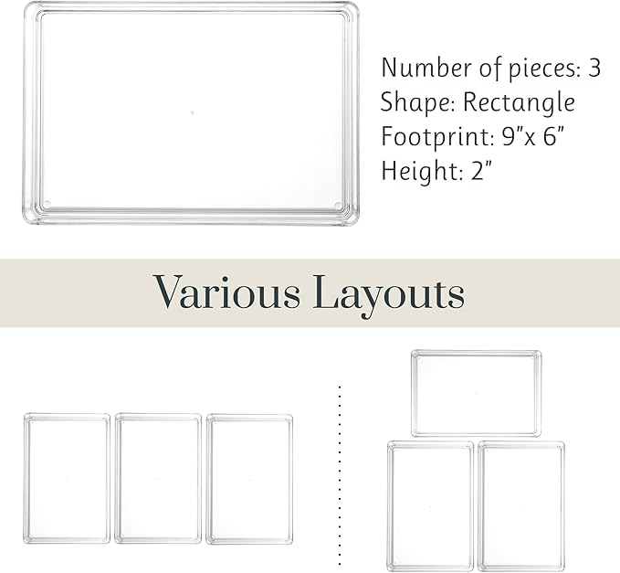 STORi SimpleSort 3-Piece Stackable Clear Drawer Organizer Set | 9" x 6" x 2" - Image 5
