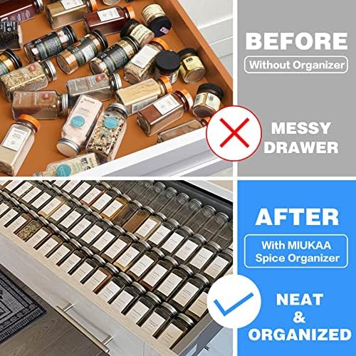 MIUKAA Clear Spice Drawer Organizer, 4 Tier - 2 Set Acrylic Seasoning
