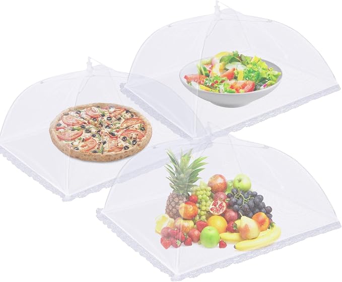 3 Pack Mesh Food Covers 19 inch, Large and Tall Food Covers, Pop-Up Mesh Food by Rindion