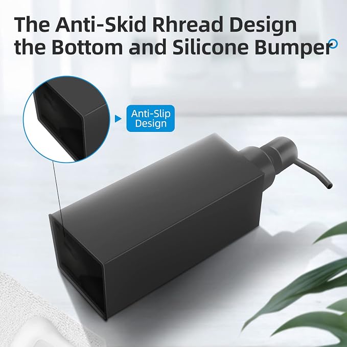 Black Soap Dispenser, Matte Black Stainless Steel, Rust-Proof Liquid Hand Dish - Image 4