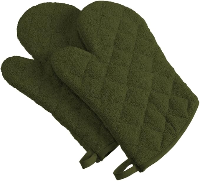 DII Basic Terry Collection 100% Cotton Quilted, Oven Mitt, 2 Piece by DII