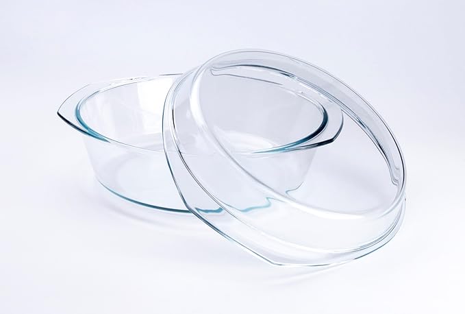 Round Tempered Glass Casserole Dish - 4QT - Image 5