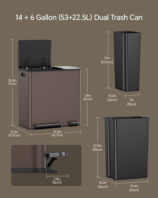 Lovewind Dual Trash and Recycling Bins - Image 2