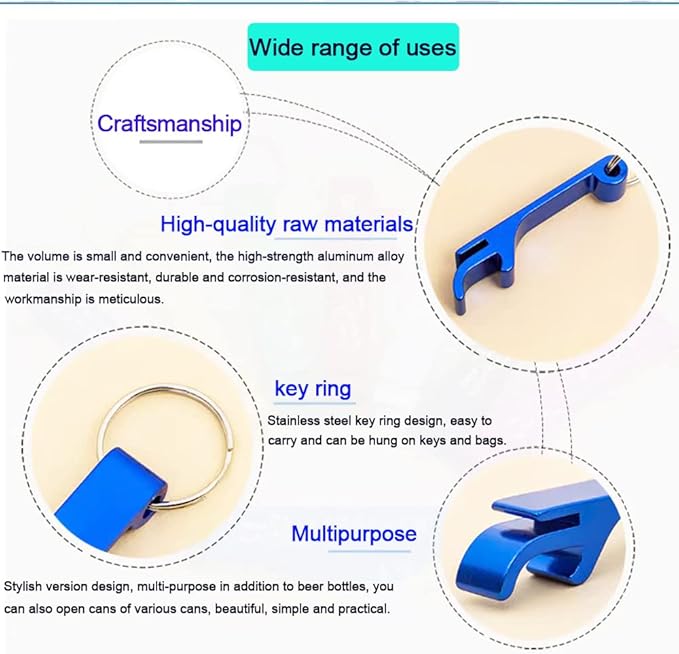 100Pcs Colored Aluminum Bottle Opener Keychain, Soda Beverage Beer Bottle - Image 3