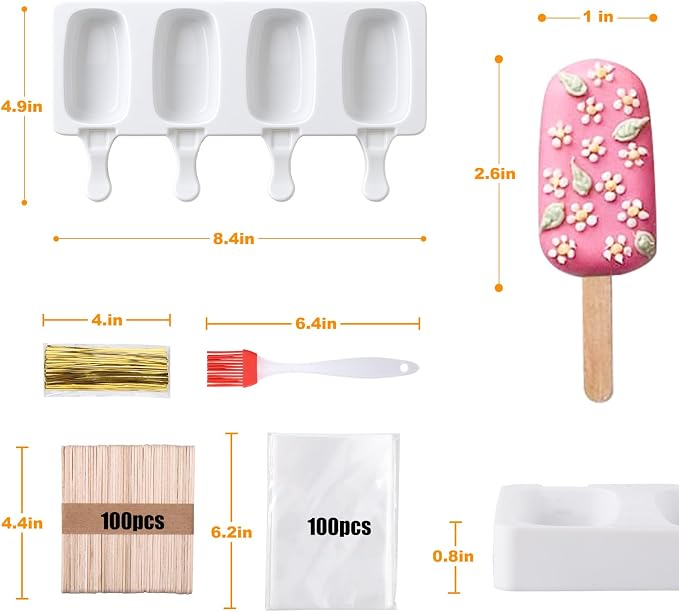 Juome Cake Pop Mold Kit, 8 Cavities Small Cakesicle Molds Silicone - Image 2