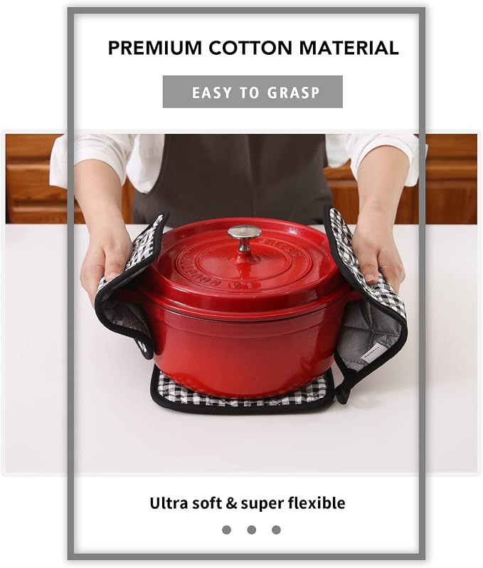 Joyhalo 4 Pack Pot Holders for Kitchen, Cotton Oven Holder - Image 5