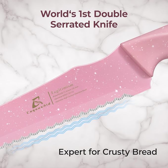 CoquusAid Upgrade Bread Knife for Homemade Bread, World‘s 1st Double Serrated - Image 2
