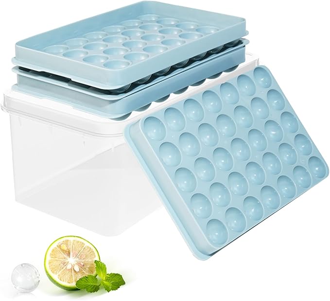 Ice Cube Trays with Lid and Bin, 1.0 IN Small Round Ice Cube Mold by DclobTop