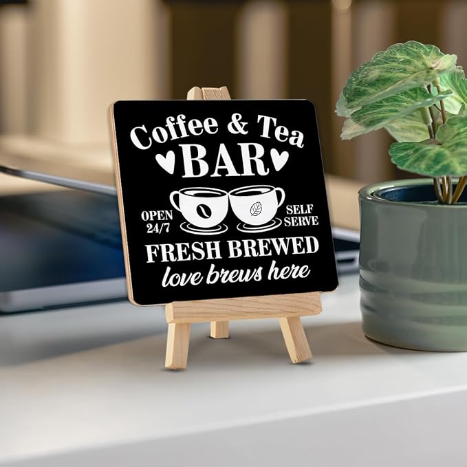 Coffee Bar Decor, Tea Station, Coffee and Tea Bar Wood Sign - Image 4