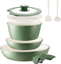 BECIGAR 8PCS Ceramic Cookware, Nonstick Ceramic Pan, Removable Handle Pots and by BecigarCookware
