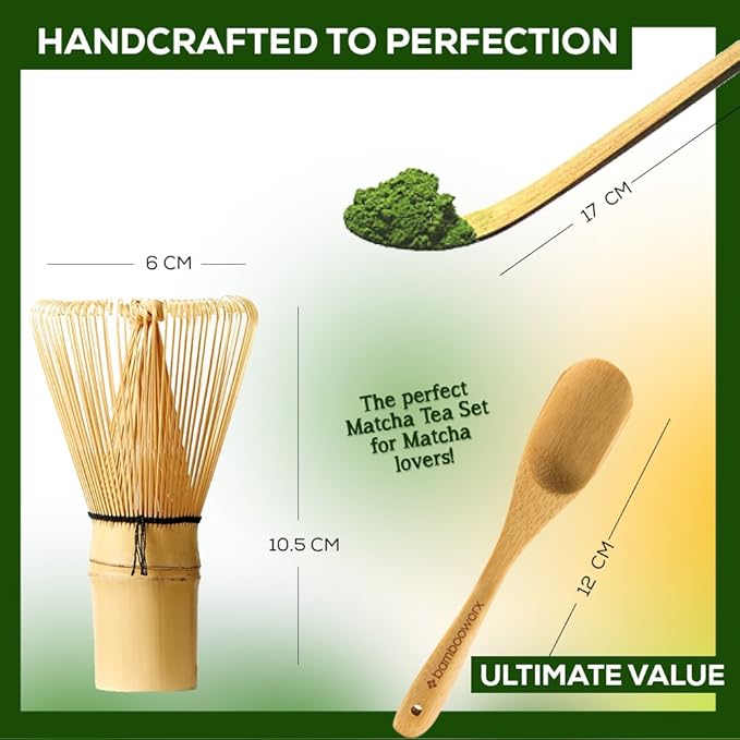 BambooWorx Matcha Whisk Set -, Traditional Scoop, Tea Spoon. The Perfect Sets - Image 2