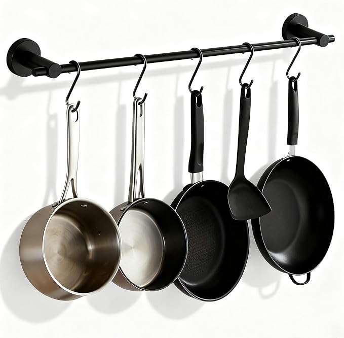 NEWRAIN Pot Rack Wall Mounted, 21 inch Hanging Pot and Pan Hanger, Stainless by NEWRAIN