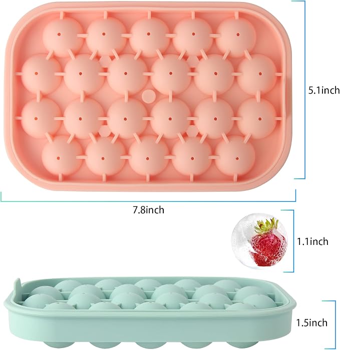 Ice Cube Tray, 2 Pack Flexible Silicone 22 Ice Balls Maker - Image 5