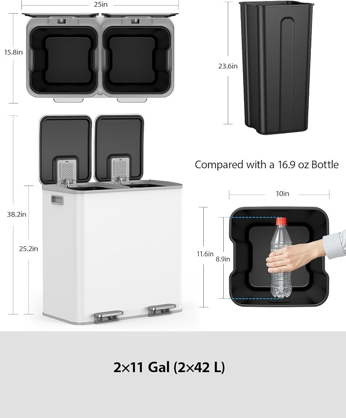 Lovewind Dual Trash and Recycling Bins - Image 6