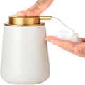 Enra Foaming Soap Dispenser, 12 oz Beige Ceramic Modern Foam Hand Soap Dispenser by Enra