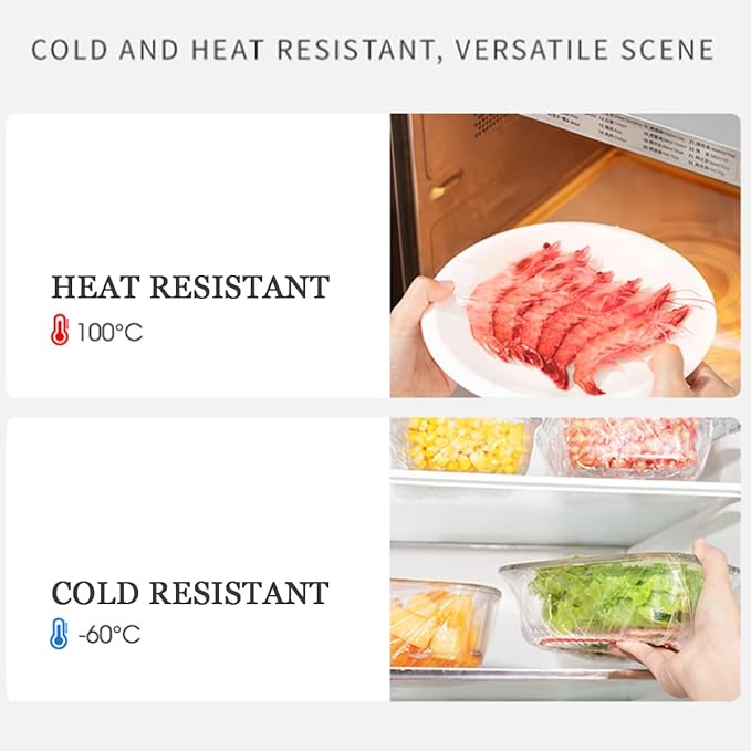 TIHOOD 300PCS Disposable Plastic Food Cover Wrap Elastic Food Lids Refrigerator - Image 4