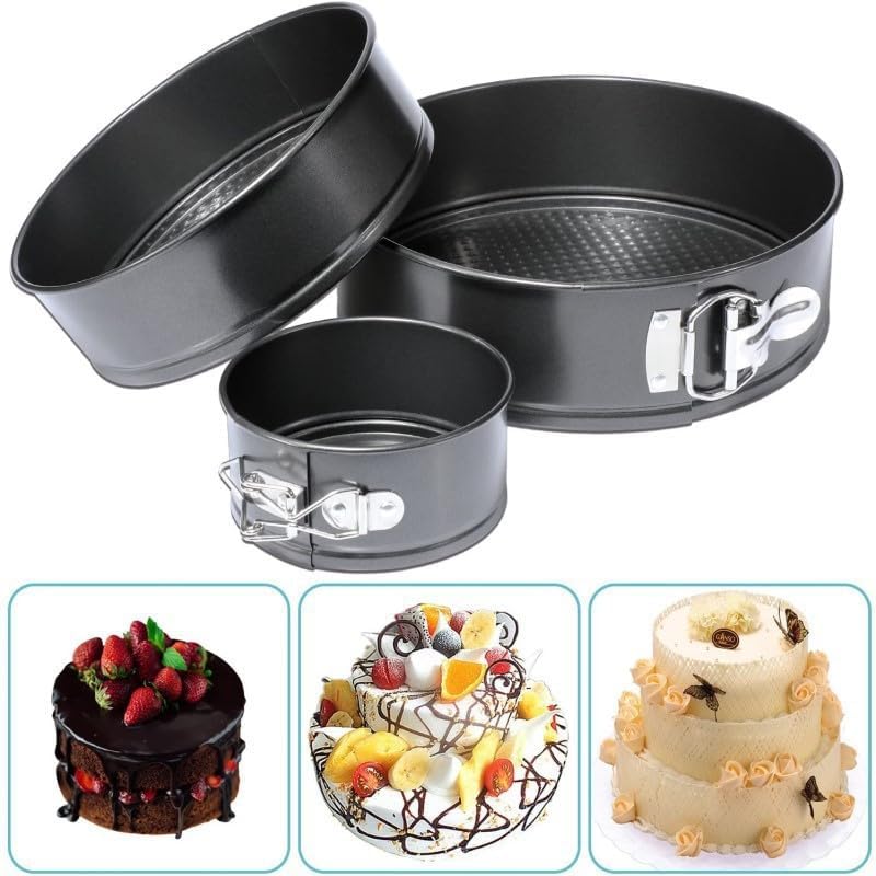 3 Sets (4”/7”/9”) Round Baking Pan Springform Round Set,Stainless