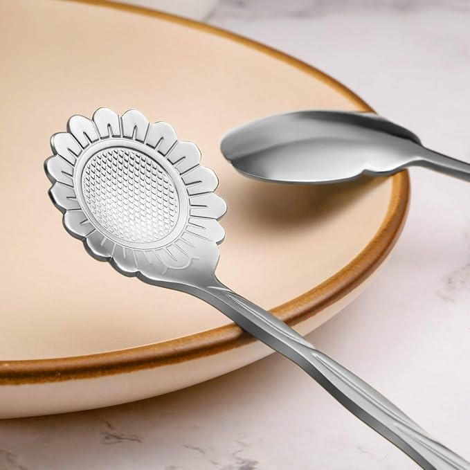 Chengu 8 Pieces Flower Coffee Tea Spoons Stainless Steel Sugar Spoons Tea Party - Image 3