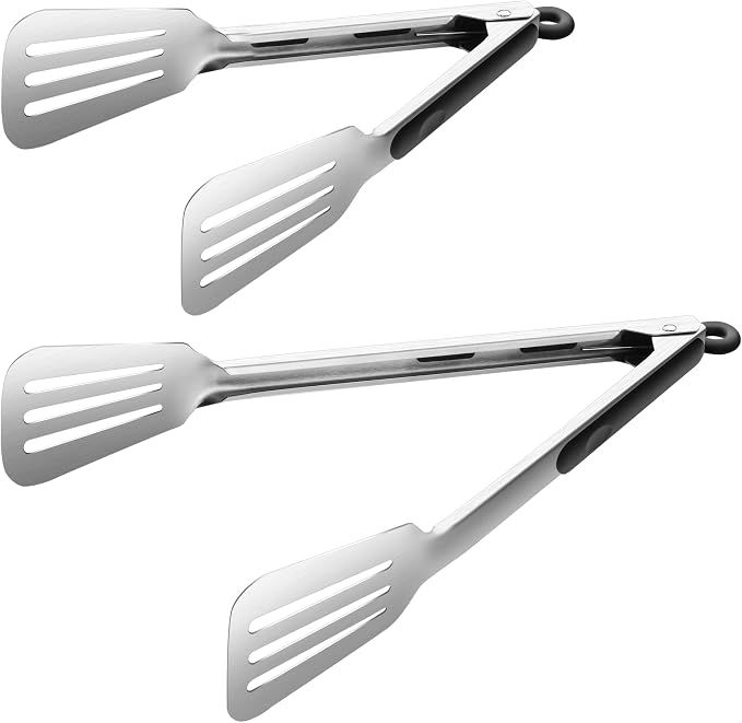Kitchen Tongs for Cooking, Stainless Steel Spatula Tongs Locking Metal Tongs by MayweTanso