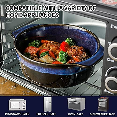 KOOV Ceramic Casserole Dish with Lid - 2 Quart, 9 Inch Round Baking