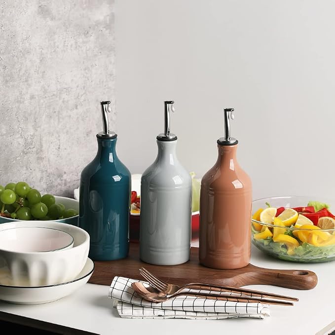 Sweejar Ceramic Olive Oil Dispenser Bottle, Opaque Oil Cruet Protects to Reduce - Image 4