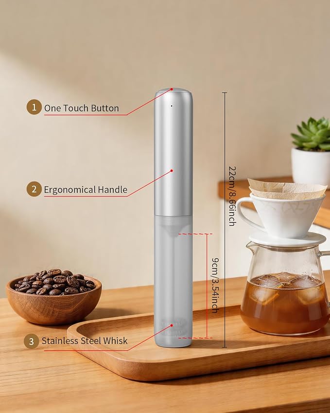 CIRCLE JOY Rechargeable Milk Frother Hanheld, Dual Coil Whisk Head Electric - Image 7