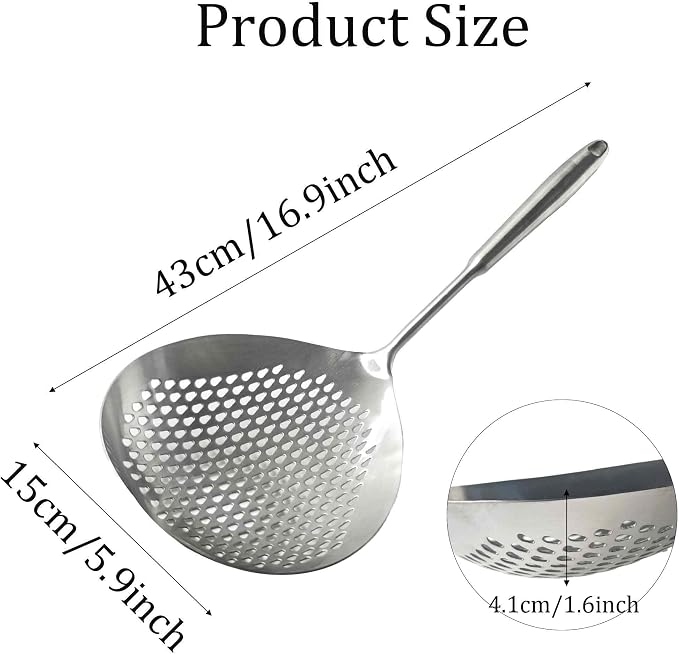 Stainless Steel Skimmer Slotted Spoon, Spider Strainer Ladle - Image 2